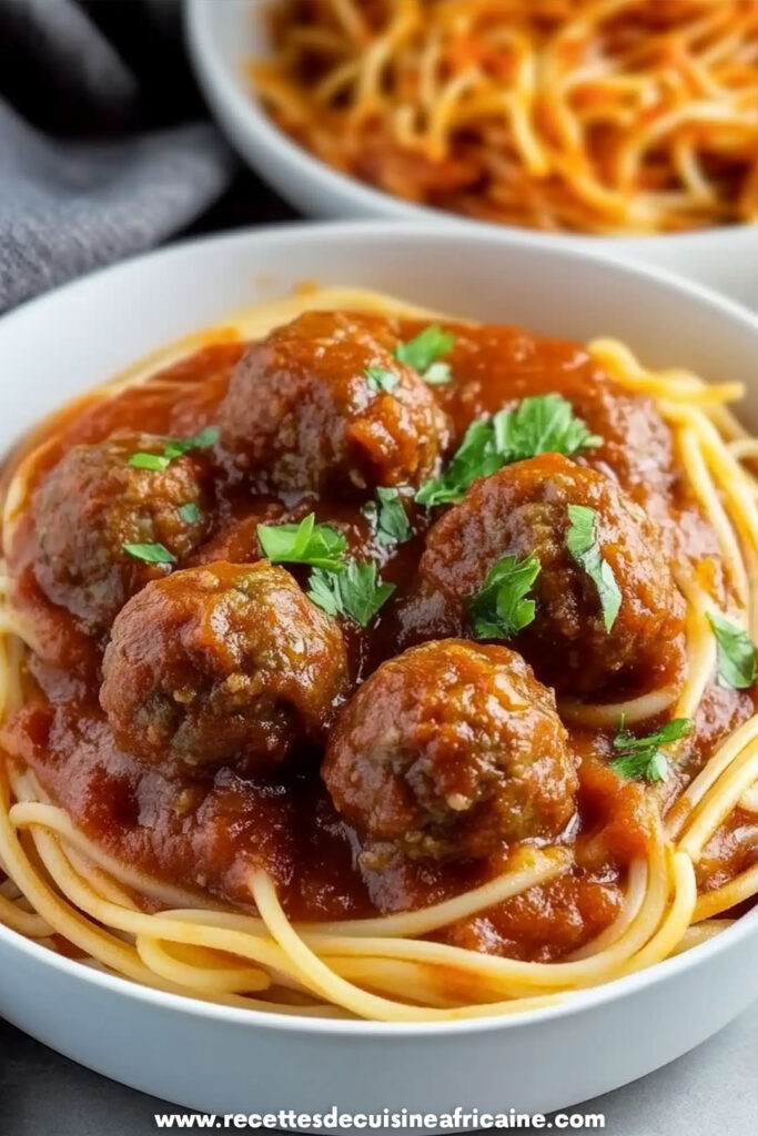 Sauce Spaghetti Africaine avec Boulettes de Viande